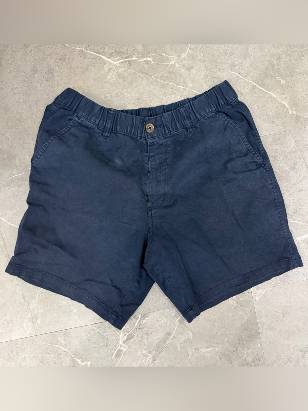 Men's Bearbottom Navy Flat Front Cotton-Blend Shorts - 7 in inseam